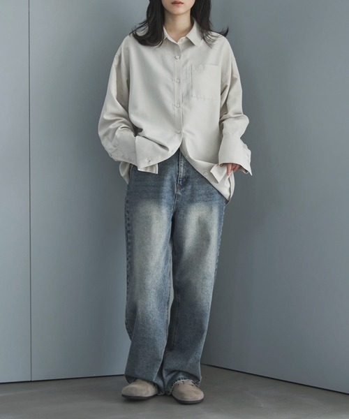 「feepur」 長袖シャツ MEDIUM ブルーグレー レディース_画像8