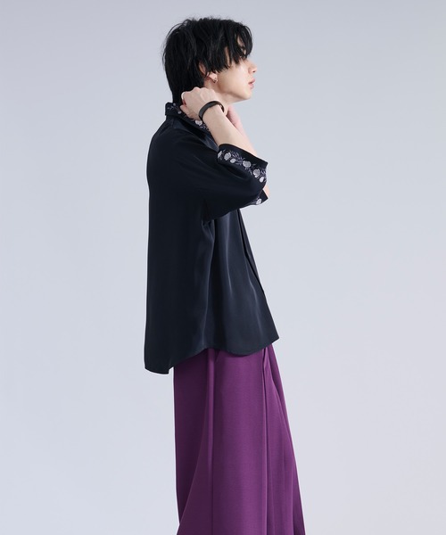 「Ellno Loset」 半袖シャツ LARGE ブラック メンズ_画像5