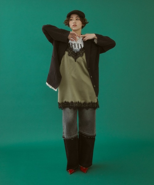 「MIRROR STOKE」 キャミソールワンピース MEDIUM ブラック レディース_画像3
