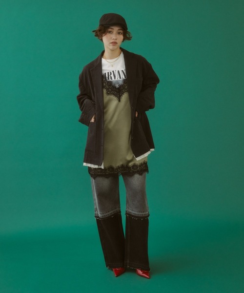 「MIRROR STOKE」 キャミソールワンピース MEDIUM ブラック レディース_画像4