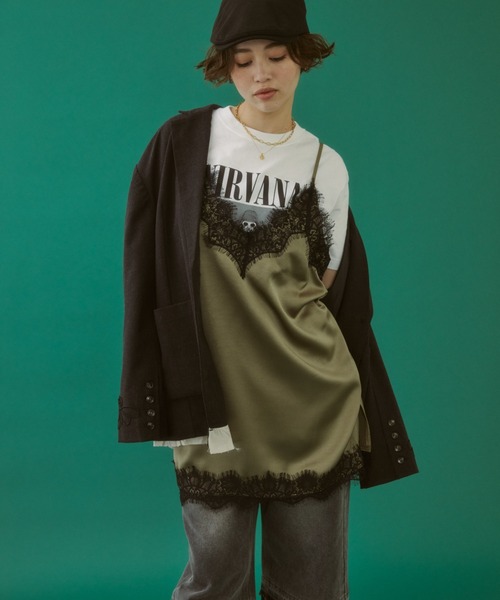 「MIRROR STOKE」 キャミソールワンピース MEDIUM ブラック レディース_画像6