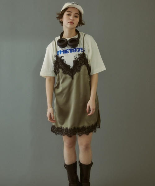 「MIRROR STOKE」 キャミソールワンピース MEDIUM ブラック レディース_画像7