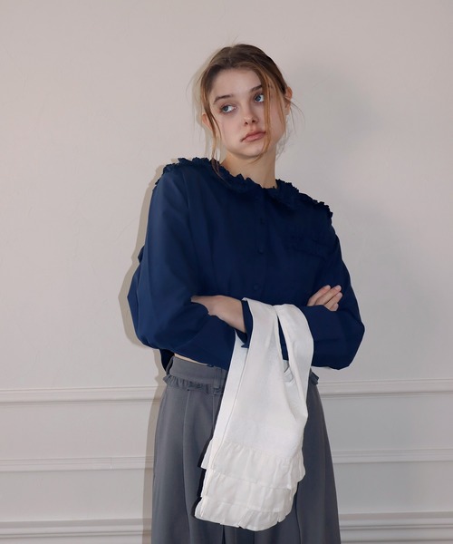 mieya mieya ブラウス シャツ 「mieya mieya」PETAL DETAIL BL/ペタル 