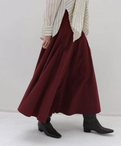 ロング スカート fit ＆ flare waist rib skirt(フィット＆フレア ウエストリブスカート)