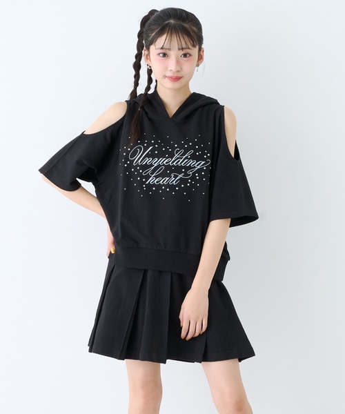 お洋服セット LOVETOXIC セットアップ 「LTXC/綿100%」オープンショルダー半袖ミニ裏