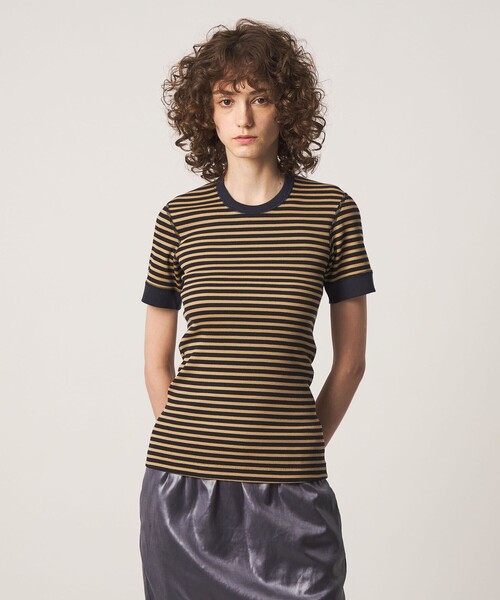 6 tシャツ 半袖 「別注」「OVERNEATH for 6」RIB BORDER TEE/Tシャツ