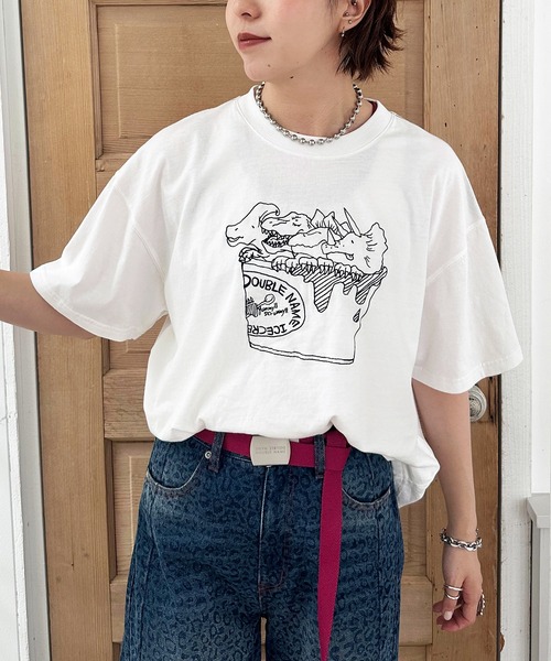 希少！限定！M！ホワイト！バスブリゲード×デプス ダブルネーム ロゴ Tシャツ DOUBLE NAME（ダブルネーム） tシャツ 半袖 「WEB限定」アイスクリーム