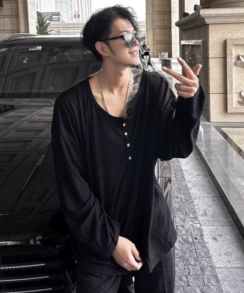 NOWLE（ノウル） ヘンリーネック tシャツ 「NOWLE」ヘンリーネック