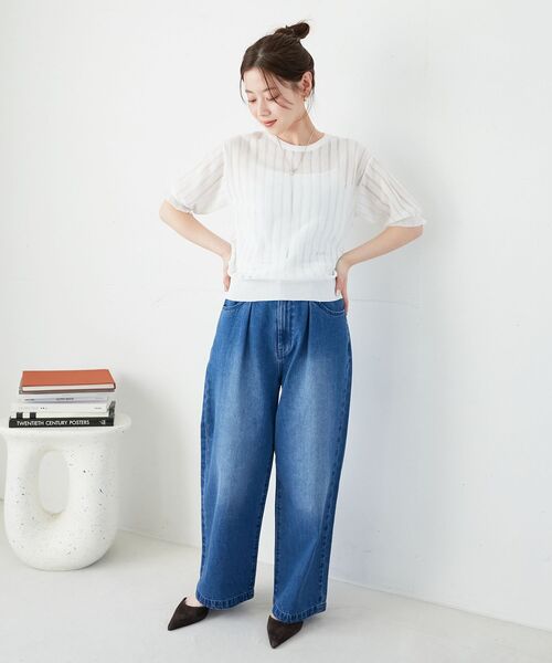 「le.coeur blanc」 デニムパンツ 36 サックスブルー レディース_画像9