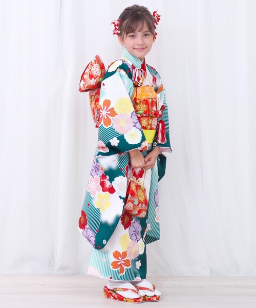 七五三用和装衣装 KYOETSU（京越） 着物 七五三 着物 四つ身 7歳 女の子 15点セット