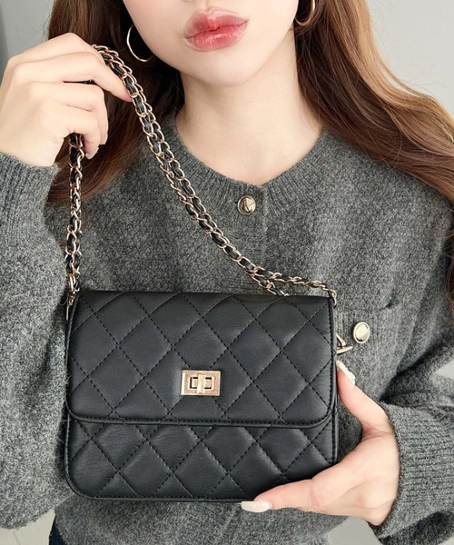 moment+ ショルダーバッグ バッグ フェイクレザーキルティング