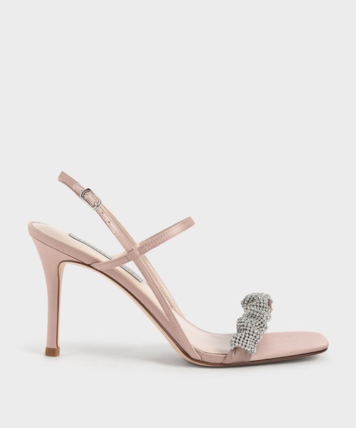 CHARLES ＆ KEITH サンダル ジェムエンベリッシュド サテン