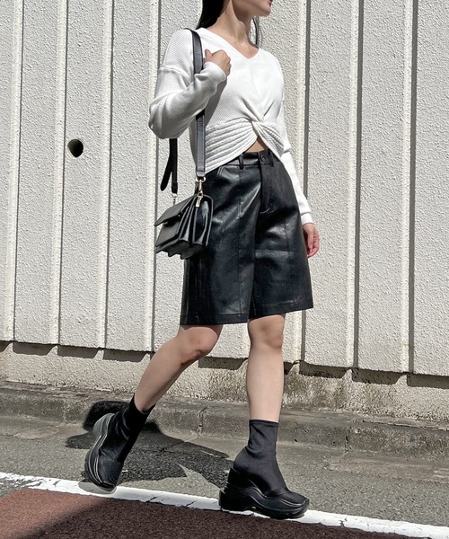 Jewelobe（ジュエローブ） ニット セーター フロントノットクロップド