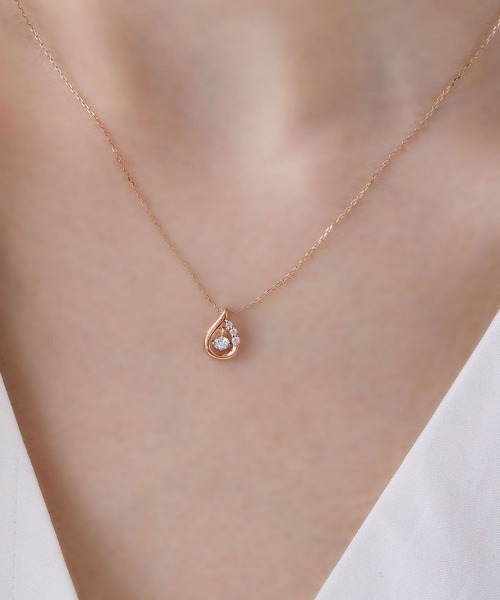 ネックレス 「3月誕生石」K18ピンクゴールド しずく ネックレス レディースの画像