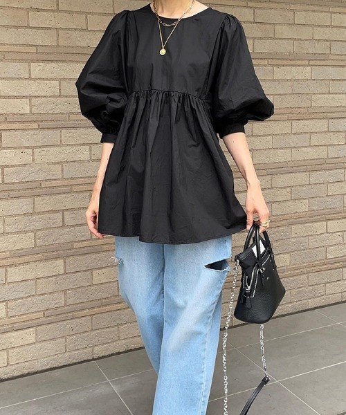 andme（アンドミー） ブラウス シャツ タイプライターボリューム