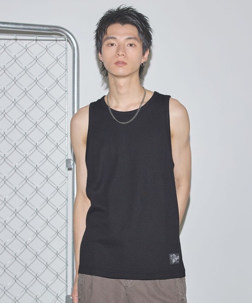 タンクトップ ワンポイントワッフルタンクトップ「UNISEX