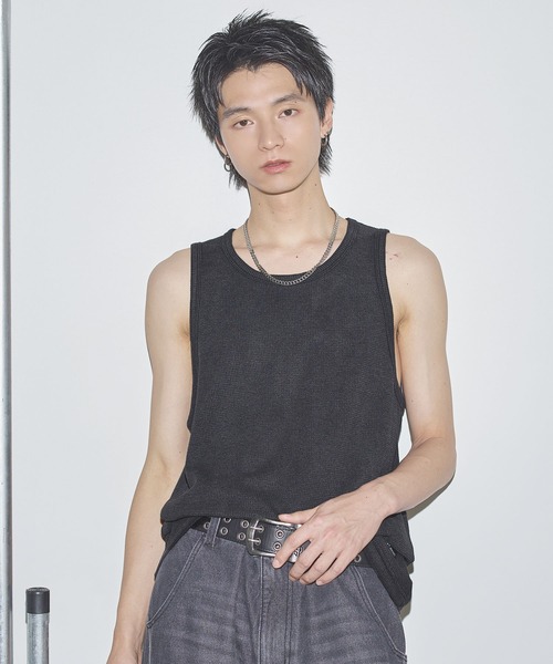 タンクトップ ワンポイントワッフルタンクトップ「UNISEX