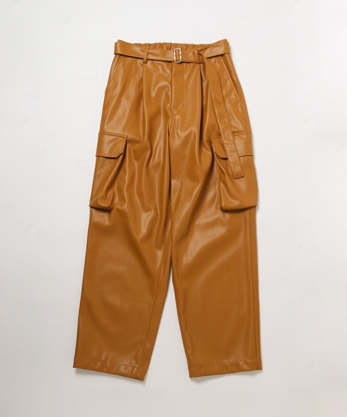 ADAM ET ROPÉ HOMME　合皮 ワイド カーゴパンツ　サイズM ADAM ET ROPE' パンツ リサイクルポリエステル 合皮 ワイド