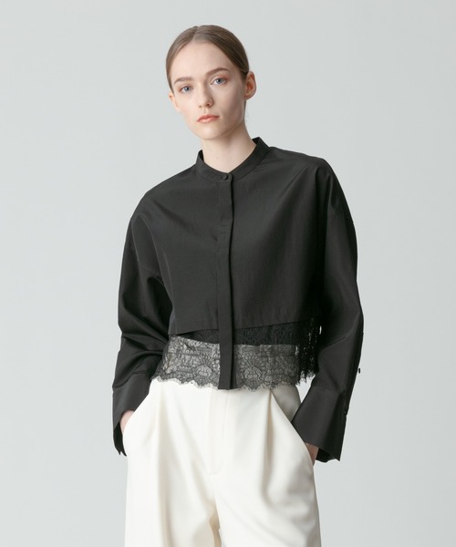 アルアバイル　タイプライターレーシーヘムブラウス　定価29700円　23S/S allureville（アルアバイル） ブラウス シャツ タイプライターレーシー