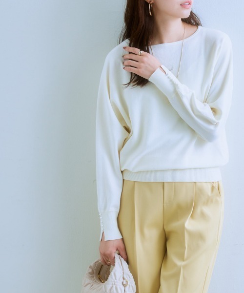 7days Life Styling ニット セーター 袖パール調ドルマンニット