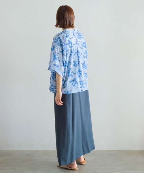 NOMBRE IMPAIR ブラウス シャツ リーフバードPT 6分袖スタンド