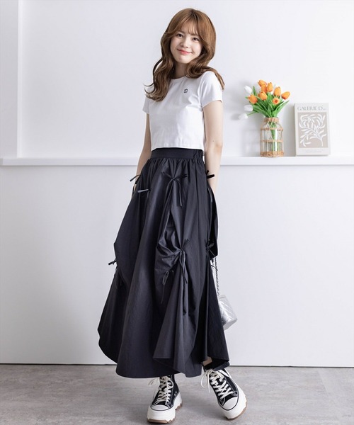 スカート タックリボンフレアスカート「2024SS新作」 レディース  