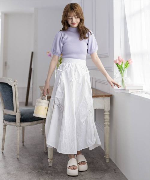 スカート タックリボンフレアスカート「2024SS新作」 レディース  