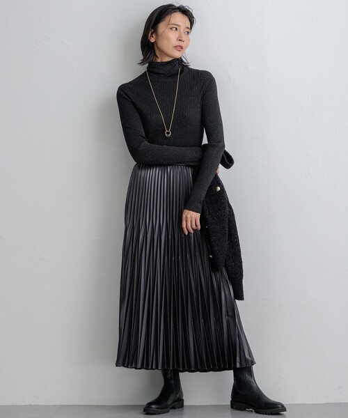 未使用タグ付 プラージュ モヘヤ 23AW イエロー シアータートルネックニット 23区（ニジュウサンク） ニット セーター 「洗える」シアーラメ