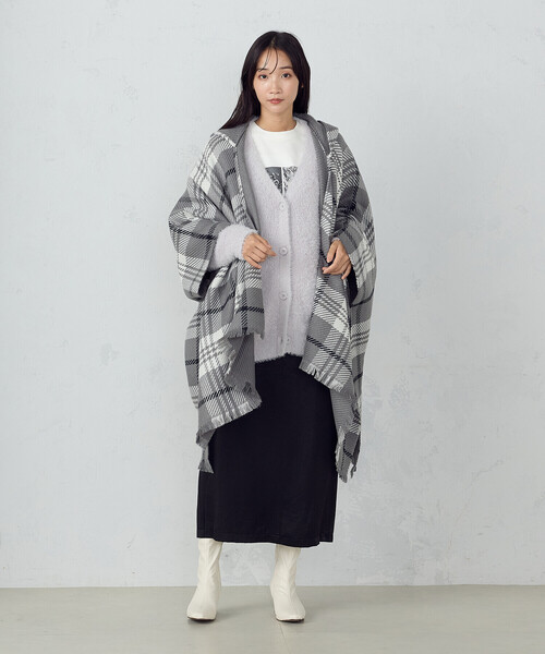 合馬公式アカウント1様用　af417）Y’s ワイズ　ウールモード系変形ポンチョ yohji yamamoto - Y's for men エンジBKジグSTBSJ / MJ-J08-810
