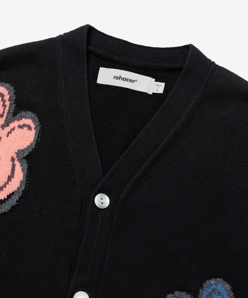カーディガン rehacer: Botanical V-Neck Cardigan / ボタニカル Vネック カーディガン メンズ レディースの画像