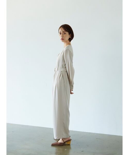 サロペット オーバーオール ワイドカフスVネックオールインワン「低身長・小柄女性」 レディース