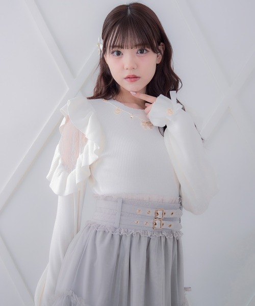 ROJITA ロジータ ネックレス付肩ボリュームフリルニットトップス ネックレス付肩ボリュームフリルニットトップス | Rlab store