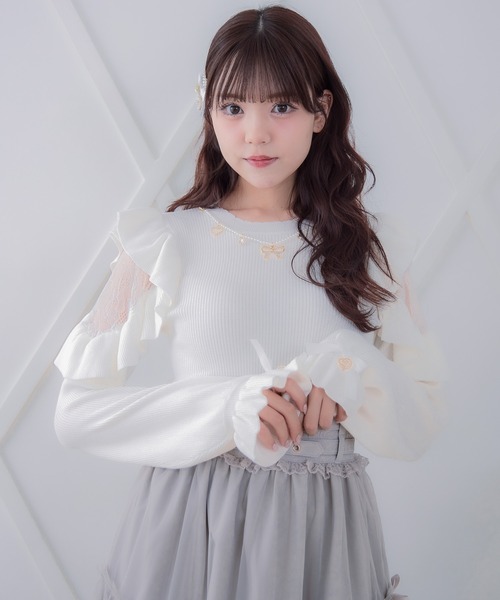 【タグ付未使用】JENNEボリュームフリルニットLネイビー ボリュームフリルニット｜JENNE(ジェンヌ)公式通販：パリ
