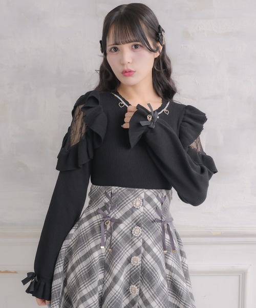 新品❤︎ジャスグリッティー❤︎ネックレス付き❤︎ニット ROJITA（ロジータ） ニット セーター 「新色追加」ネックレス付肩
