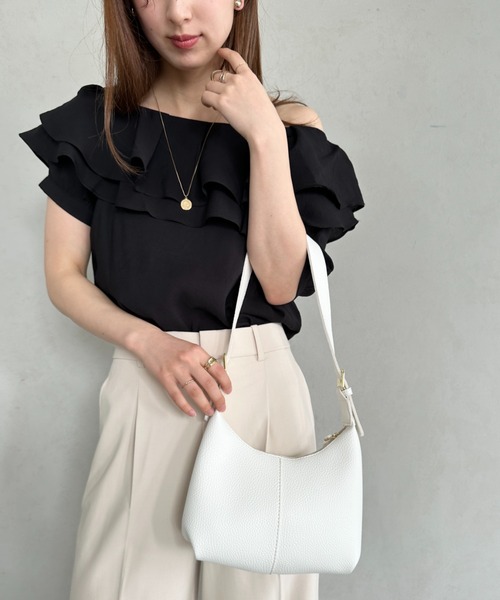OUR ムーンショルダーバック　ブラック 2WAY】フラップドロストショルダーBAG（ショルダーバッグ） | tk