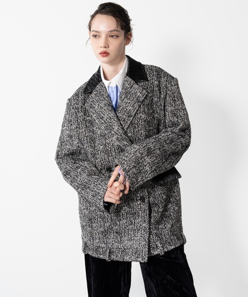 コート アウター 「ELOOPS」ミックスカラーオーバージャケット