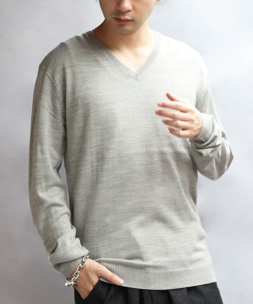 8 セーター ニット カシミヤタッチVネックセーター メンズ レディース