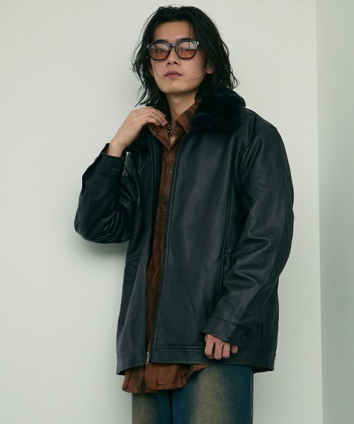 Shoowtime（ショウタイム） ブルゾン アウター fur collar synthetic