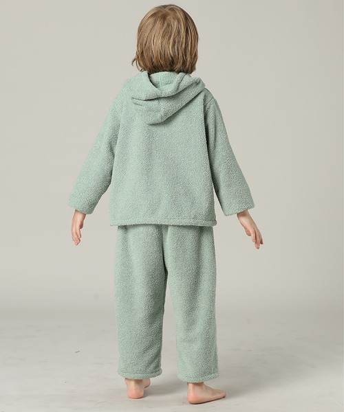 DAY CLOSET パジャマ キッズ 長袖テディなモコモコフード付きジップ