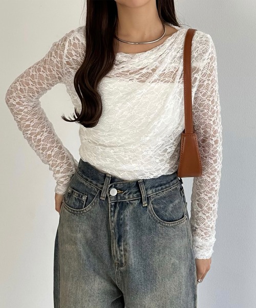 Pretty　レースアップ　カットソー Lace up cropped tops / レースアップクロップドトップス（Tシャツ