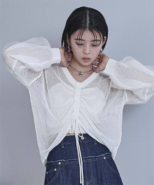 miette（ミエット） ニット セーター ドロストメッシュニットトップス