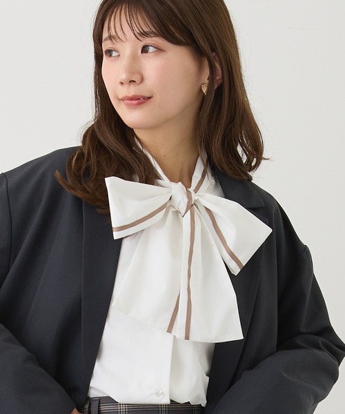 ブラウス シャツ ハイショクリボンボウタイブラウス レディース