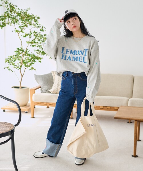 【 】Jeans ロゴ スウェット トレーナー ‐2色 FREAK'S STORE トレーナー スウェット デニム ロゴデイジー