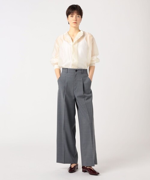 MACPHEE（マカフィー） ブラウス シャツ シースルーローン フロント 