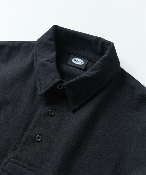 CALEE ポロシャツ ブラック ワイドシルエット CALEE(キャリー) ポロシャツ Drop shoulder narrow pitch border