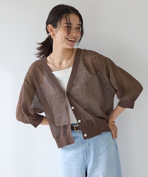 グリーンレーベルリラクシング　シアーエアカーデ green label relaxing カーディガン シアーエアカーデ