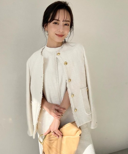 anuans（アニュアンス） ノーカラージャケット FREE ホワイト