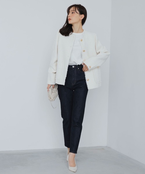 anuans（アニュアンス） ノーカラージャケット FREE ホワイト