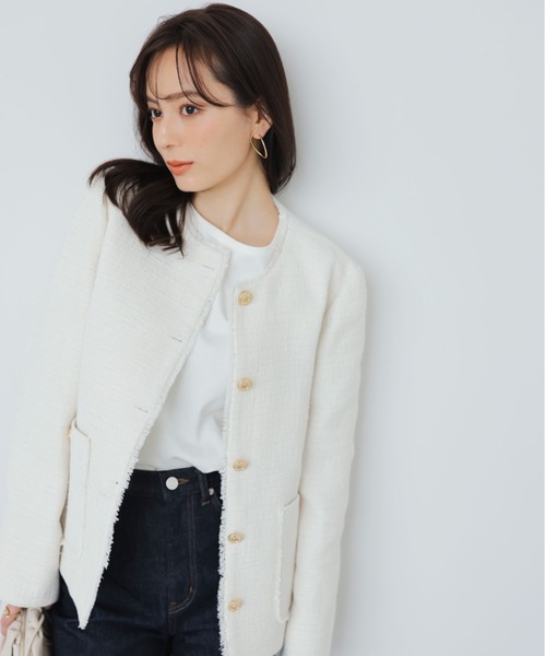 ジャケット・アウター anuans anuans（アニュアンス） ジャケット ノーカラージャケット 「WEB限定
