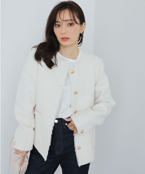 anuans（アニュアンス） ノーカラージャケット FREE ホワイト